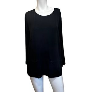 Bitte Kai Rand Black Stretch 3/4 Sleeve T-Shirt with Zippered Pockets sz S EUC